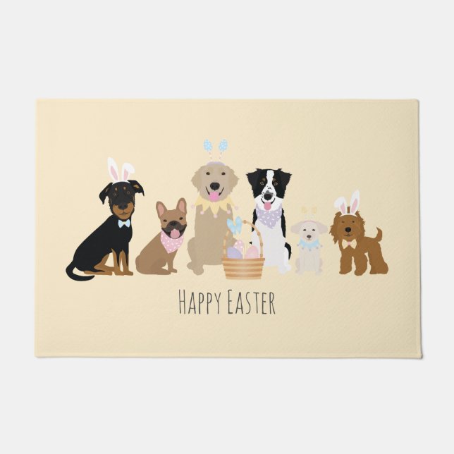 Paillasson Joyeux Chiens de Pâques (Devant)