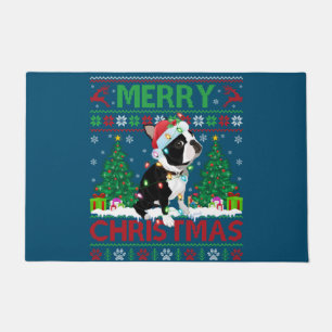 Paillasson Joyeux éclairage de Noël laide Boston Terrier Chri
