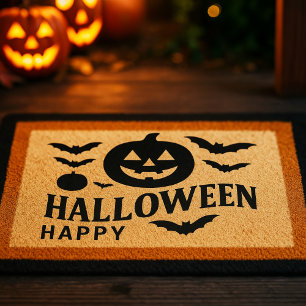 Paillasson Joyeux Halloween avec chauves-souris Citrouilles e