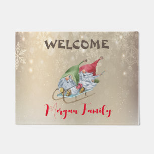 Paillasson Joyeux Noël, adorables gnomes traîneau