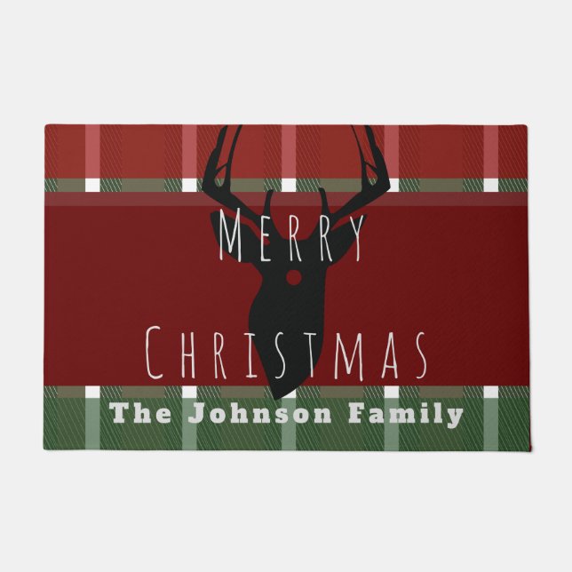 Paillasson Joyeux Noël Deer Buck Buffalo Famille (Devant)