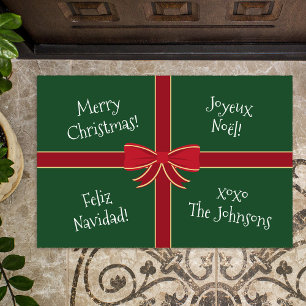 Paillasson Joyeux Noël en plusieurs langues rouge et vert