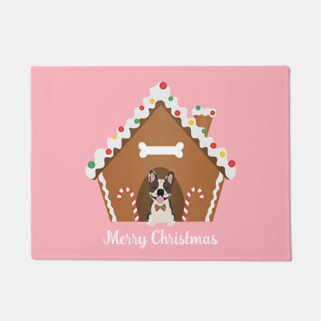 Paillasson Joyeux Noël Gingerbread Maison de chien (Devant)