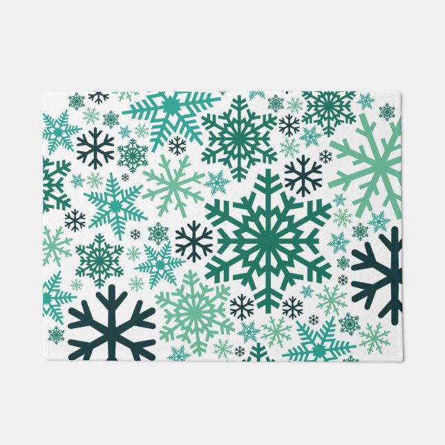Paillasson Joyeux Noël hiver Motif de flocon de neige (Devant)