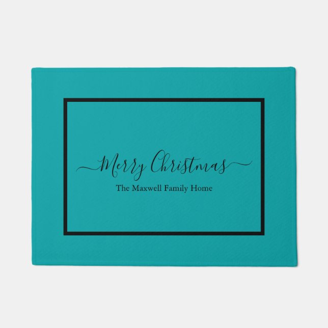 Paillasson Joyeux Noël Nom turquoise de famille Doormat (Devant)