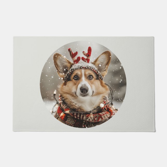 Paillasson Joyeux Noël Pembroke Welsh Corgi Chien (Devant)