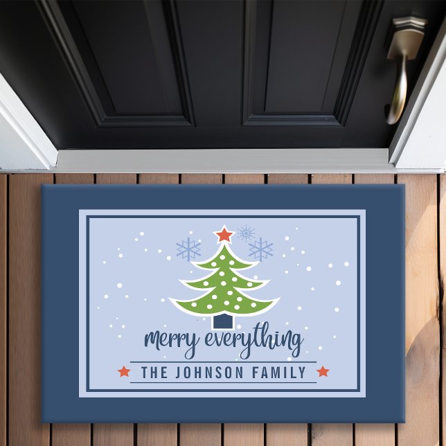 Paillasson Joyeux tout Arbre de Noël Nom de famille (Créateur téléchargé)