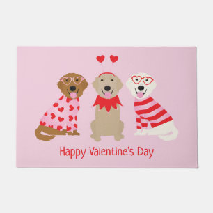 Paillasson Joyeux Valentines Day Golden Retriever Dogs