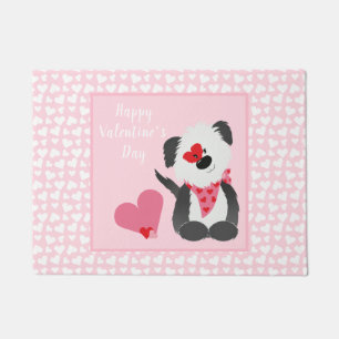Paillasson Joyeux Valentines Jour Coeurs de chiot rose