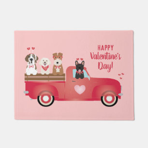 Paillasson Joyeux Valentines Jour Pickup Camion Aimer Chiens
