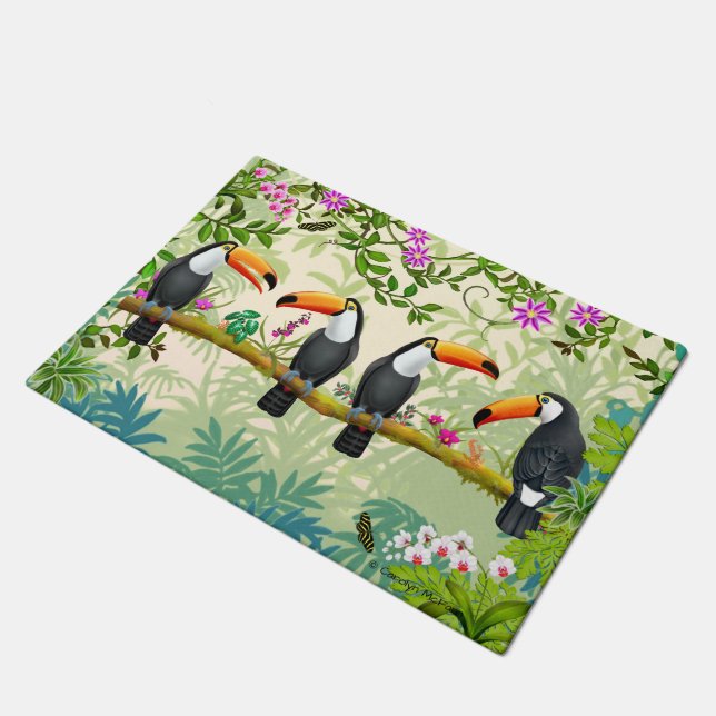 Paillasson Jungle tropicale Oiseaux toucans (Incliné)