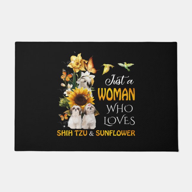 Paillasson Just A Woman Who Loves Shih tzu & Sunflower (Devant)