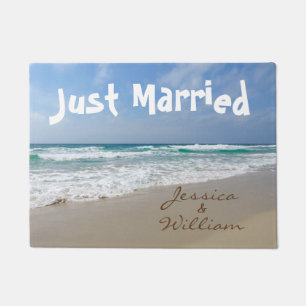 Paillasson Juste marié sur la plage Noms personnalisés