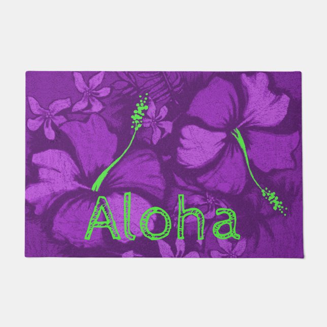Paillasson Kahala Hibiscus Hawaiian Lava Rock Aloha Violet (Devant)