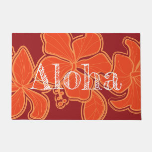 Paillasson Kailua Hibiscus Hawaii Floral Aloha Rouge