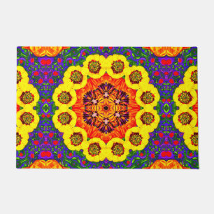 Paillasson Kaléidoscope de fleurs dorées