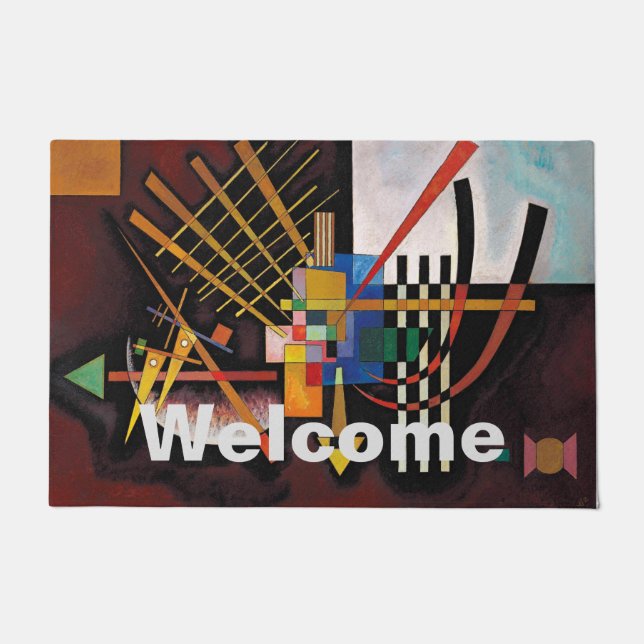 Paillasson Kandinsky Abstrait Peinture Artisanale Bienvenue (Devant)