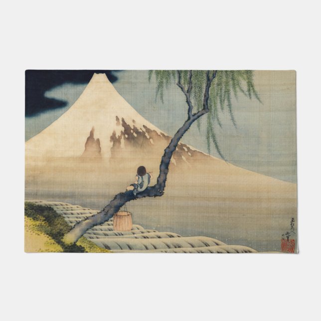 Paillasson Katsushika Hokusai - Garçon regardant le Mont Fuji (Devant)
