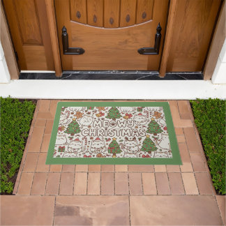 Paillasson Kawaii Cat Pattern Christmas Welcome Doormat