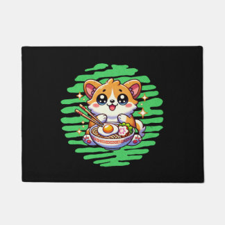 Paillasson Kawaii Corgi manger bol de Ramen