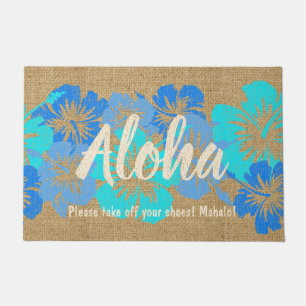 Paillasson Ketmie épique Aloha Turq floral hawaïen