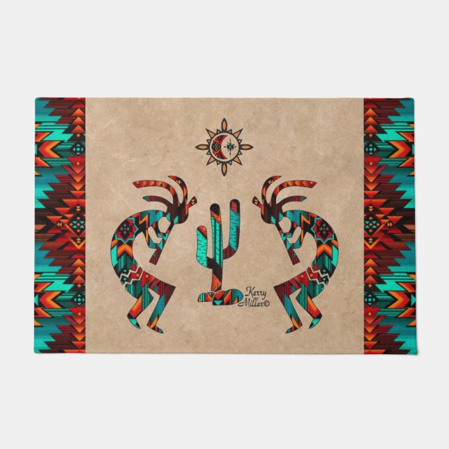 Paillasson Kokopelli Et Cactus Bienvenue (Devant)