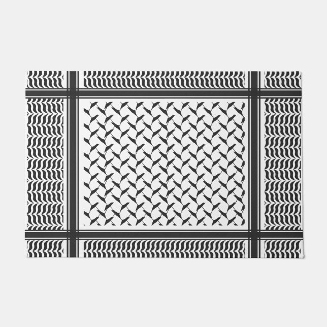 Paillasson Kuffiya en Jordanie noir et blanc (Devant)