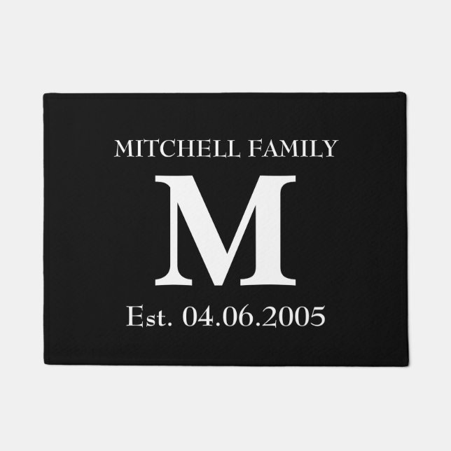 Paillasson La coutume de monogramme ajoutent votre mariage (Devant)