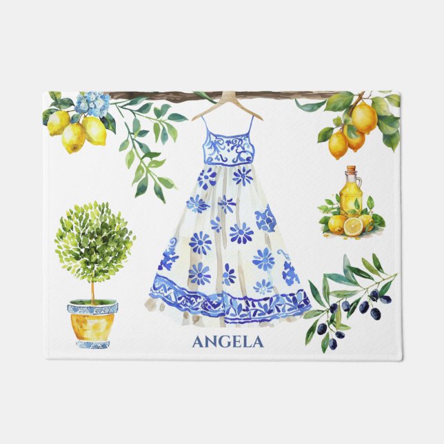 Paillasson La Dolce Vita Lemon Blue Italie (Devant)