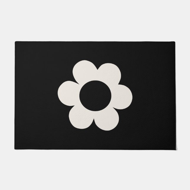 Paillasson La Fleur 06 Florale Rétro Fleur Noir Et Blanc (Devant)