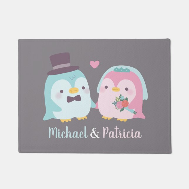 Paillasson La mariée et la chambre des pingouins cute (Devant)