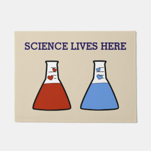 Paillasson La Science bleue et rouge de becher de coeur vit
