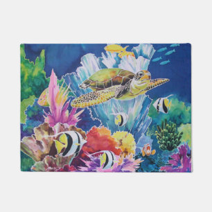 Paillasson La tortue verte Ocean Reef Scene aux poissons