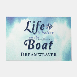 Paillasson La vie est meilleur bateau bleu nautique Bienvenue