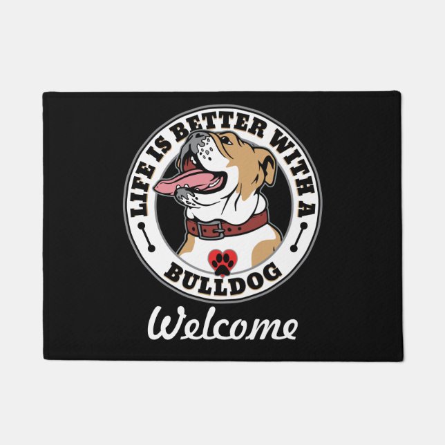 Paillasson La Vie Personnalisée De Bulldog Est Meilleure Avec (Devant)