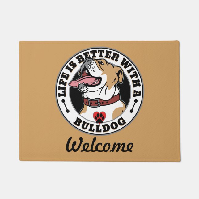 Paillasson La Vie Personnalisée De Bulldog Est Meilleure Avec (Devant)