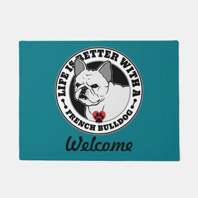 Paillasson La Vie Personnalisée De Bulldog Français Est Mieux (Devant)