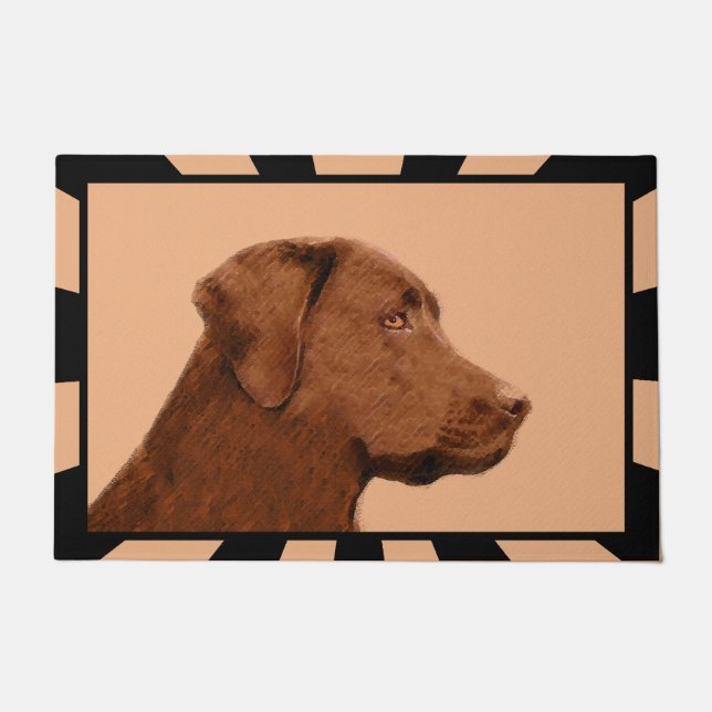 Paillasson Labrador Retriever (Chocolat) Peinture - Chien Art (Devant)