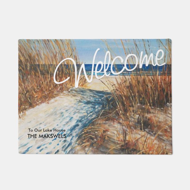 Paillasson Lake House Beach Dunes de sable Bienvenue Mat (Devant)