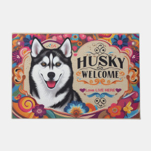 Paillasson L'amour vit ici - Sibérie Husky Chien Bienvenue