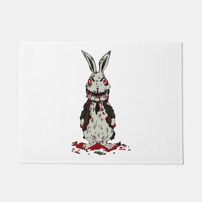 Paillasson Lapin Zombie de Pâques Halloween Bunny (Devant)