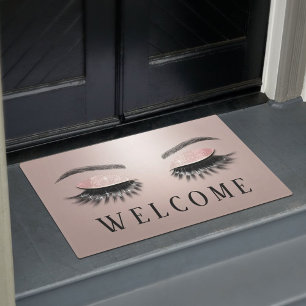 Paillasson Lashes Beauté Salon Rose Gold Bienvenue