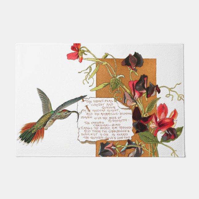 Paillasson Le colibri fleurit le poème floral d'île de (Devant)