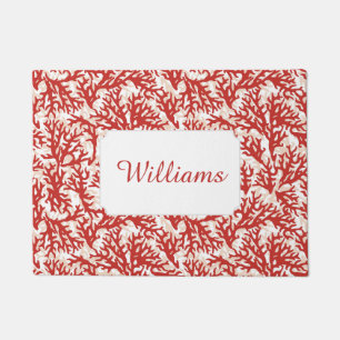 Paillasson Le motif   de corail rouge ajoutent votre nom