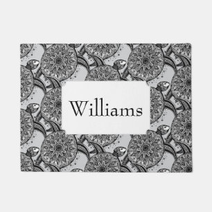 Paillasson Le motif   de tortue de style ajoutent votre nom