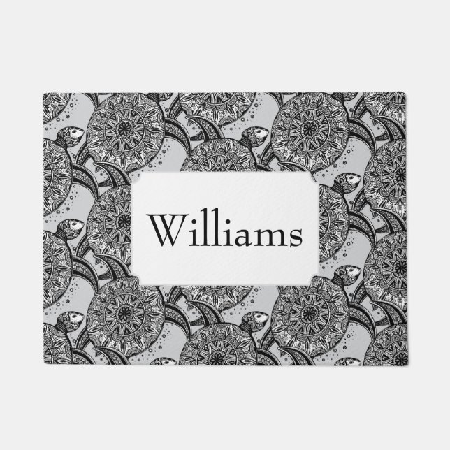 Paillasson Le motif | de tortue de style ajoutent votre nom (Devant)