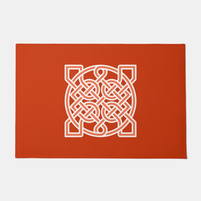 Paillasson Le noeud de marin celtique, Mandarin Orange et Bla (Devant)