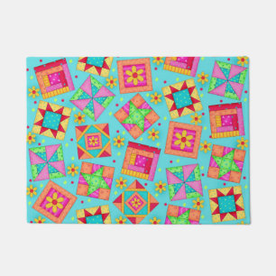 Paillasson Le patchwork coloré d'édredon bloque le bleu de