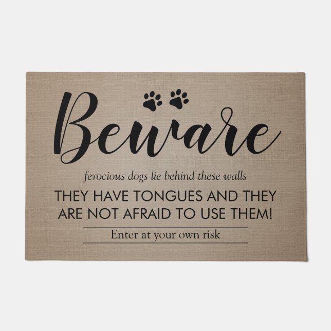 Paillasson Le pays rustique drôle prennent garde des chiens (Devant)