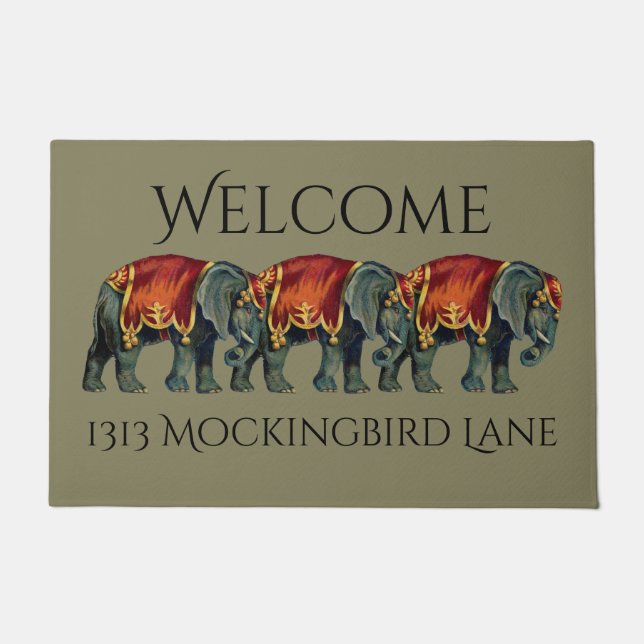Paillasson L'éléphant vintage de cirque personnalisent (Devant)